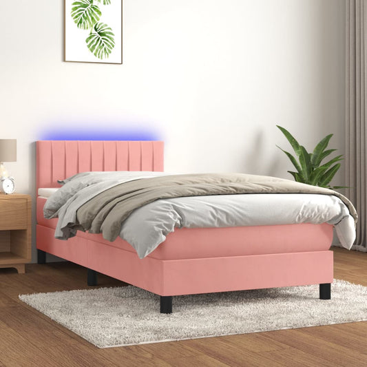 Boxspring met matras en LED fluweel roze 80x200 cm Bedden & bedframes | Creëer jouw Trendy Thuis | Gratis bezorgd & Retour | Trendy.nl