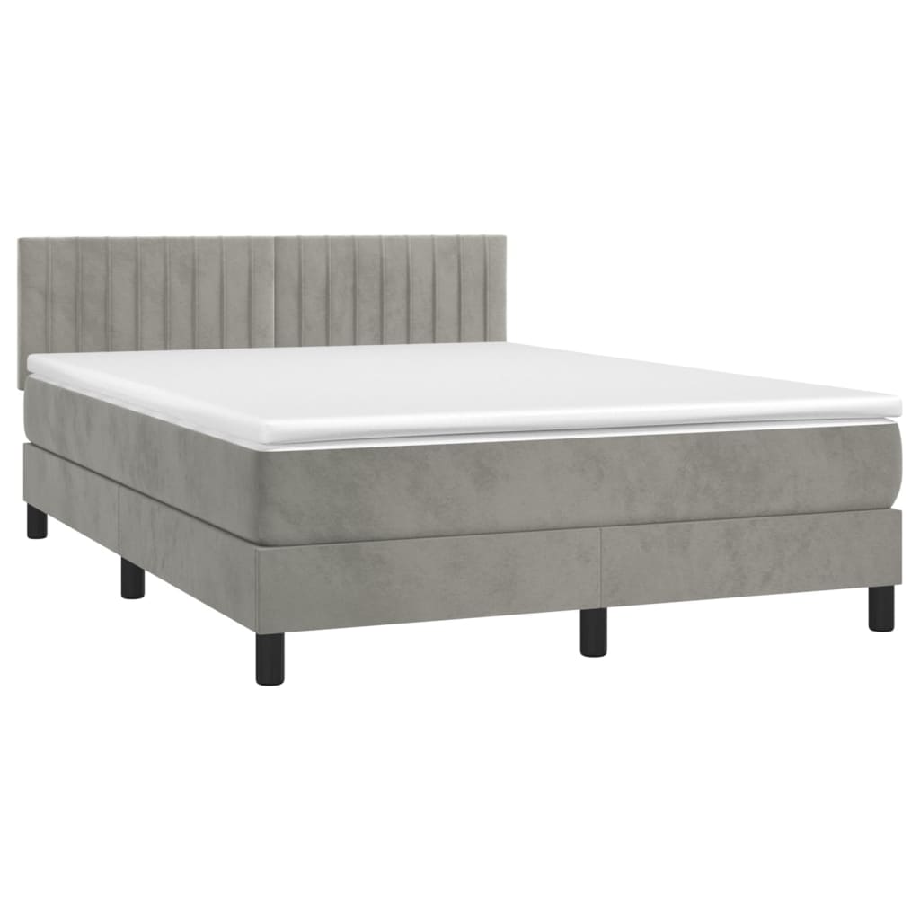 Boxspring met matras en LED fluweel lichtgrijs 140x200 cm Bedden & bedframes | Creëer jouw Trendy Thuis | Gratis bezorgd & Retour | Trendy.nl