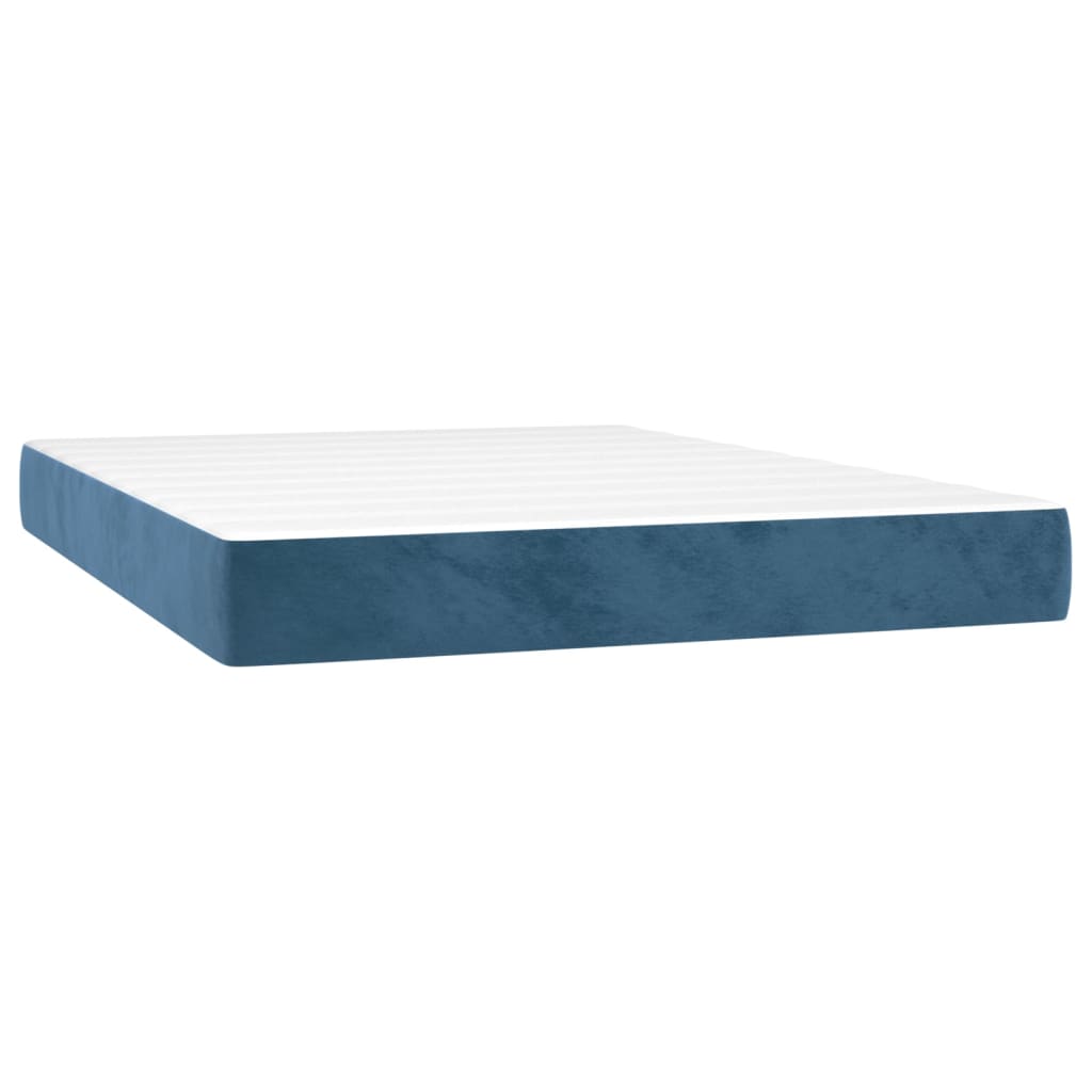 Boxspring met matras en LED fluweel donkerblauw 140x200 cm