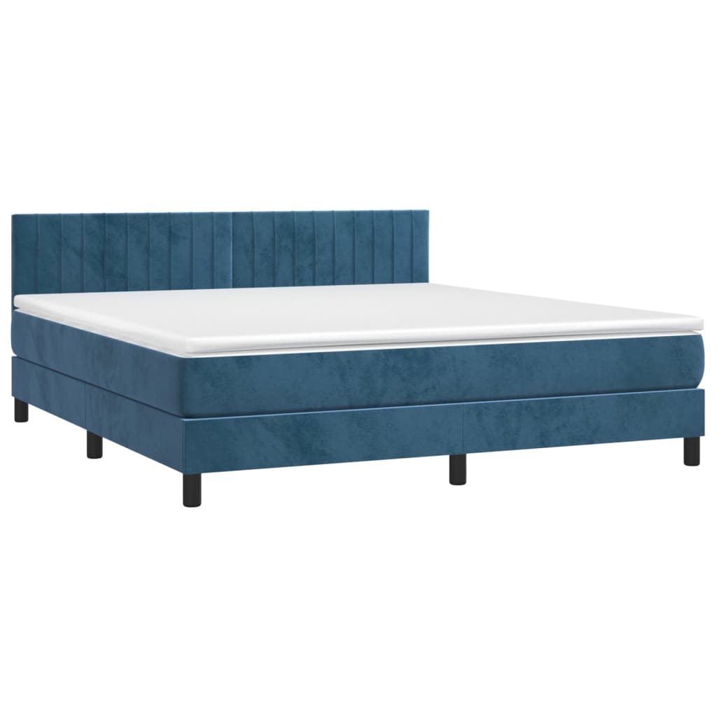 Boxspring met matras en LED fluweel donkerblauw 160x200 cm