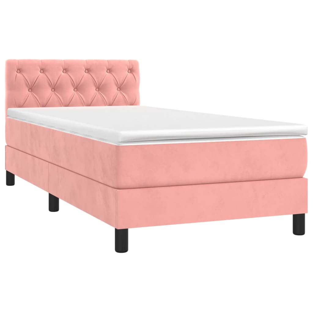 Boxspring met matras en LED fluweel roze 80x200 cm