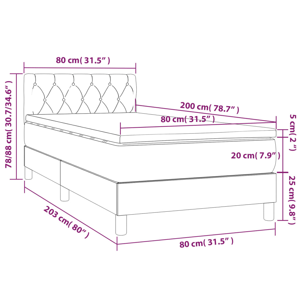 Boxspring met matras en LED fluweel roze 80x200 cm