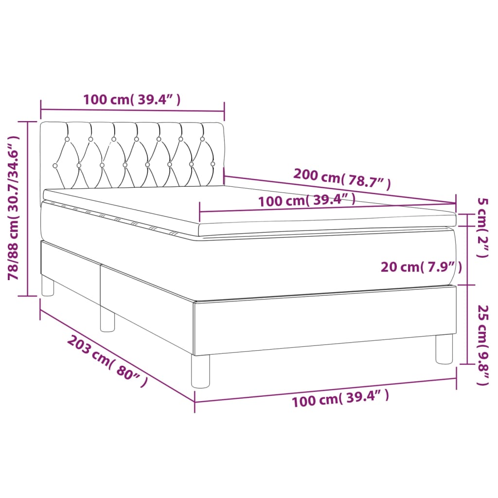 Boxspring met matras en LED fluweel donkergroen 100x200 cm