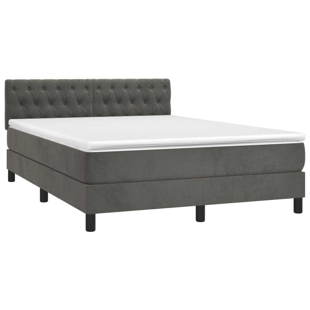 Boxspring met matras en LED fluweel donkergrijs 140x190 cm Bedden & bedframes | Creëer jouw Trendy Thuis | Gratis bezorgd & Retour | Trendy.nl