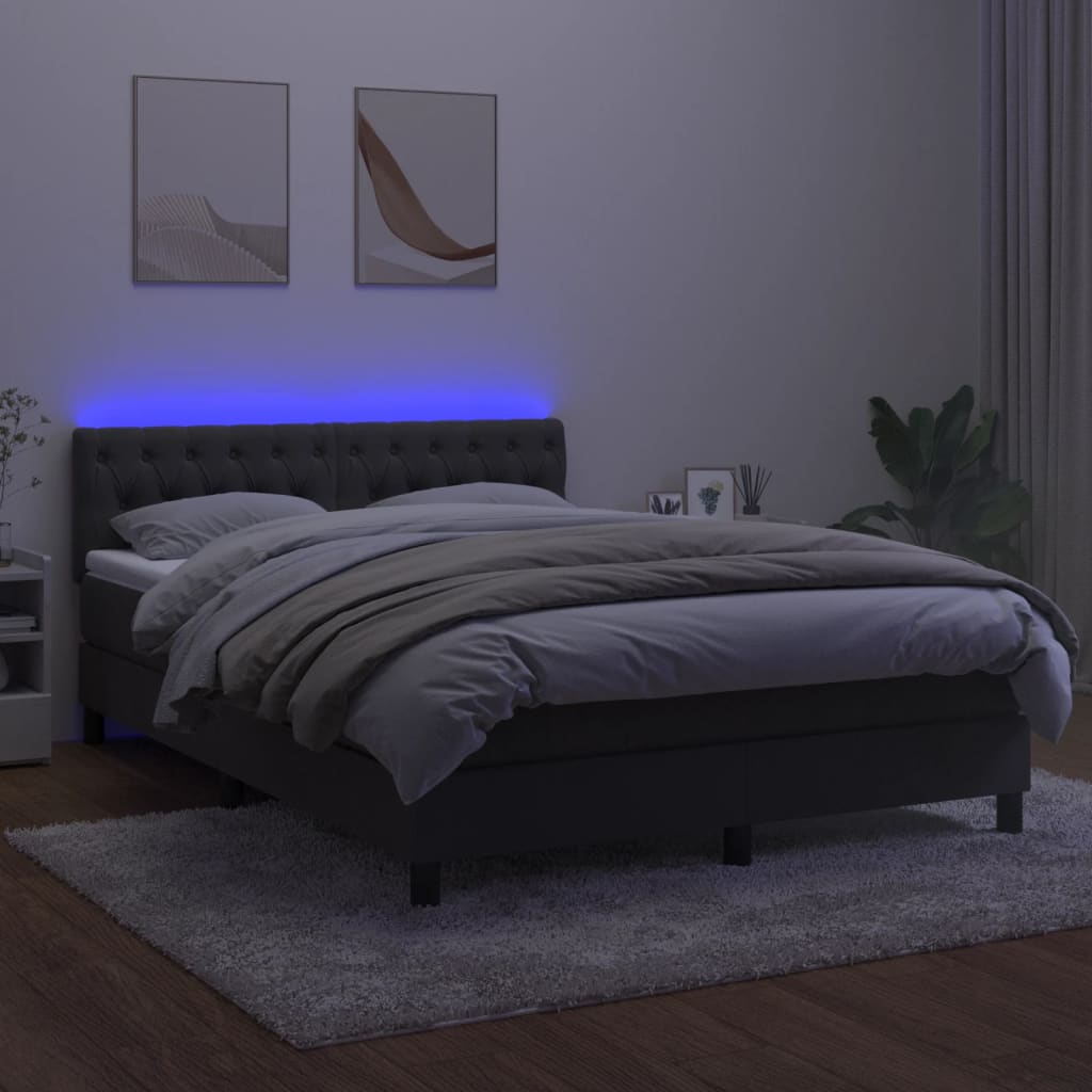 Boxspring met matras en LED fluweel donkergrijs 140x190 cm Bedden & bedframes | Creëer jouw Trendy Thuis | Gratis bezorgd & Retour | Trendy.nl