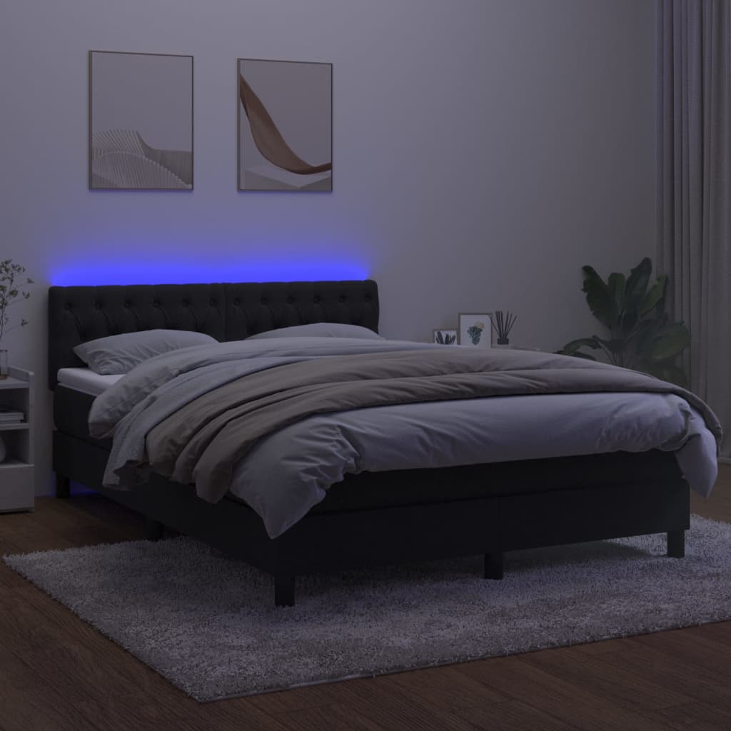 Boxspring met matras en LED fluweel zwart 140x190 cm