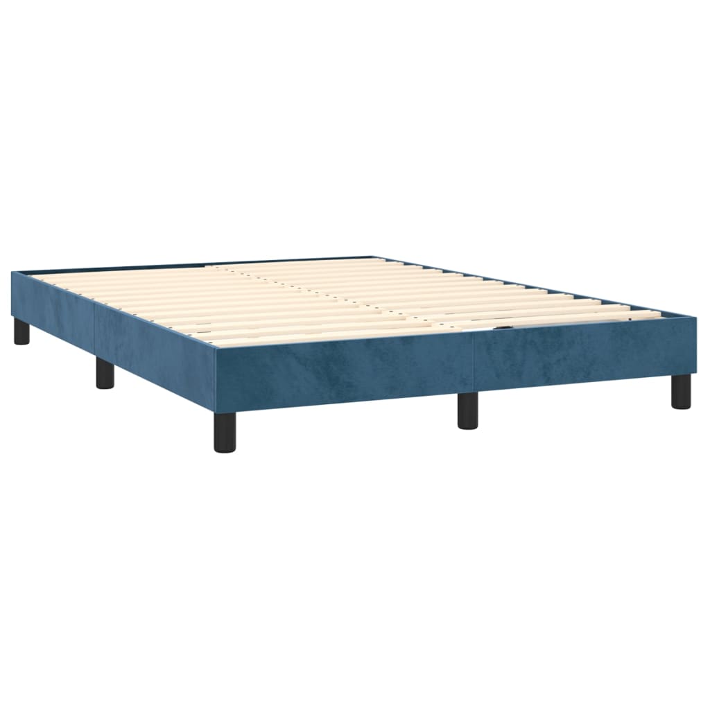 Boxspring met matras en LED fluweel donkerblauw 140x190 cm