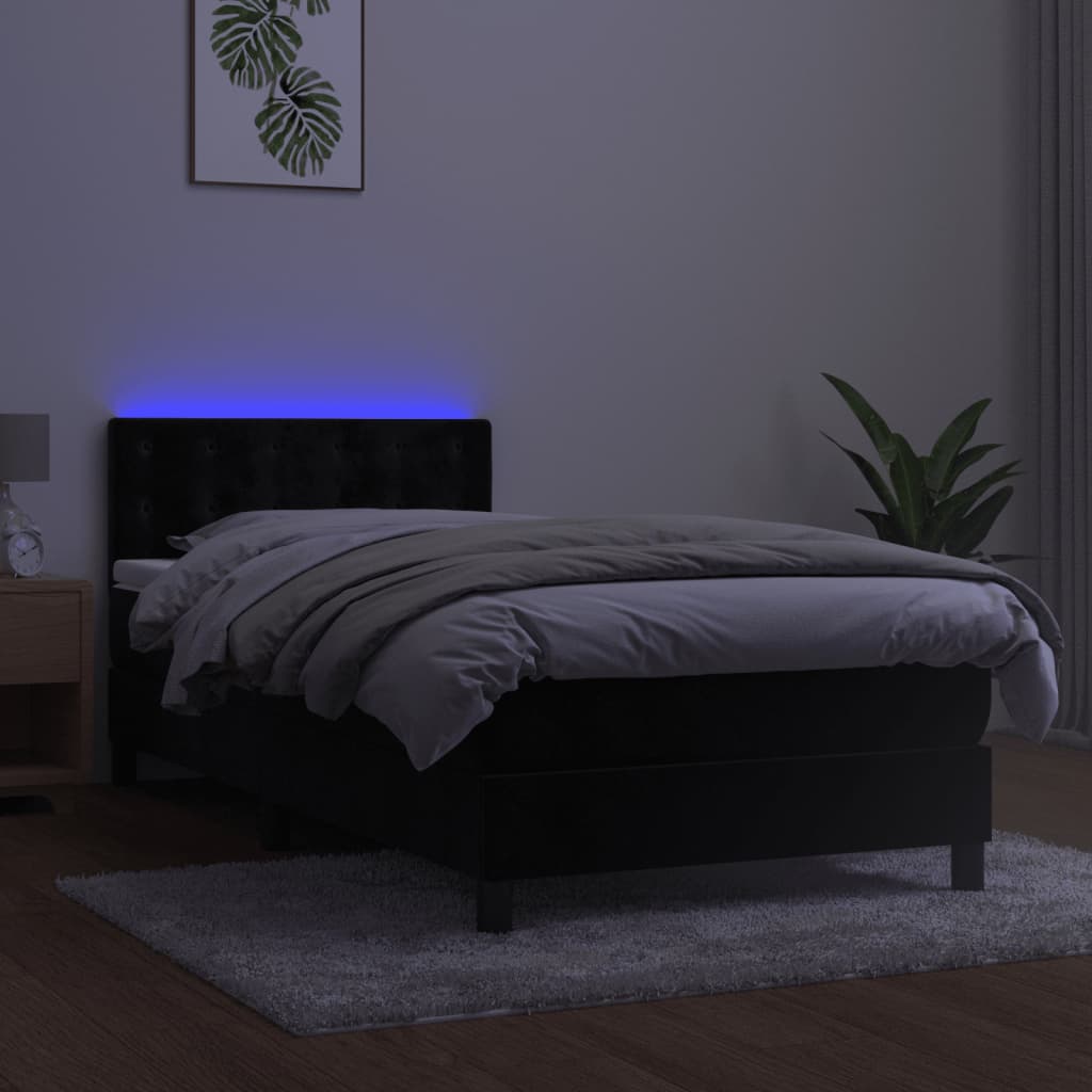 Boxspring met matras en LED fluweel zwart 90x190 cm Bedden & bedframes | Creëer jouw Trendy Thuis | Gratis bezorgd & Retour | Trendy.nl