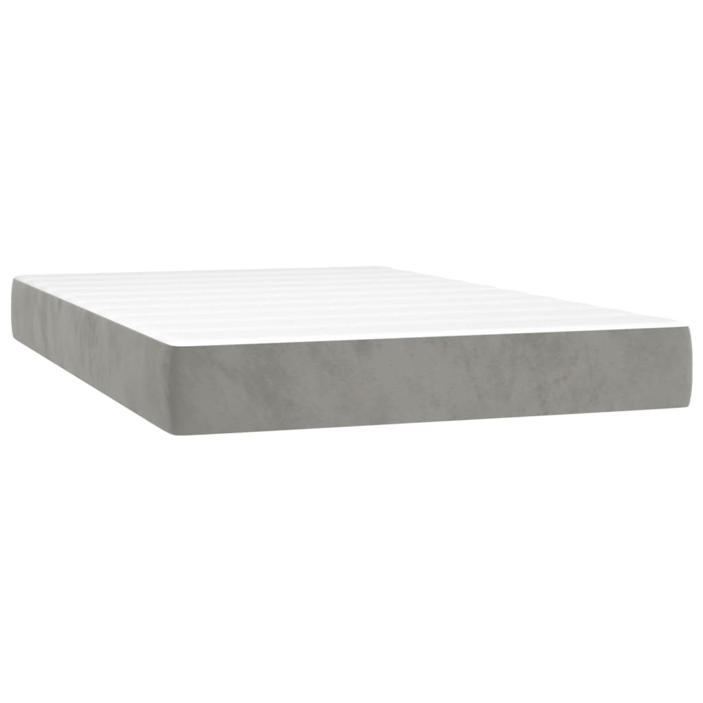 Boxspring met matras en LED fluweel lichtgrijs 120x200 cm