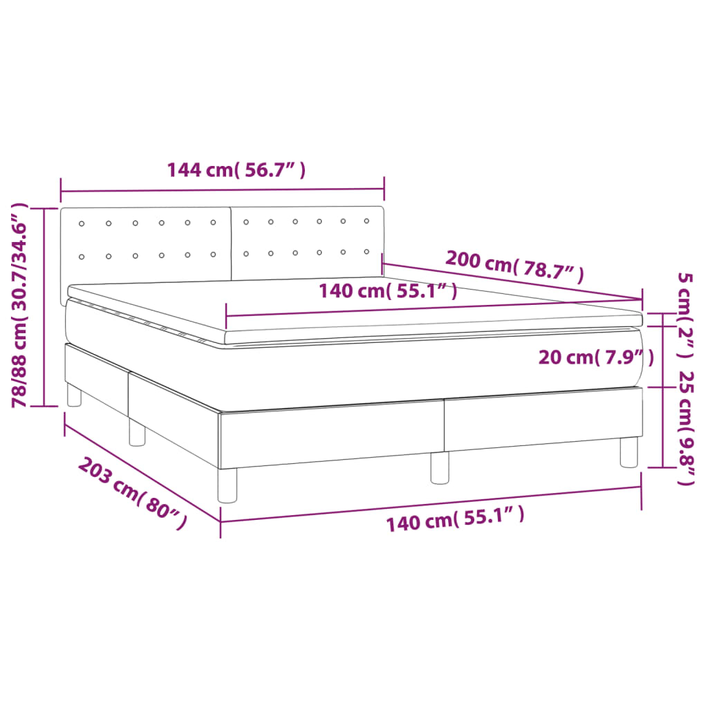 Boxspring met matras en LED fluweel donkergroen 140x200 cm