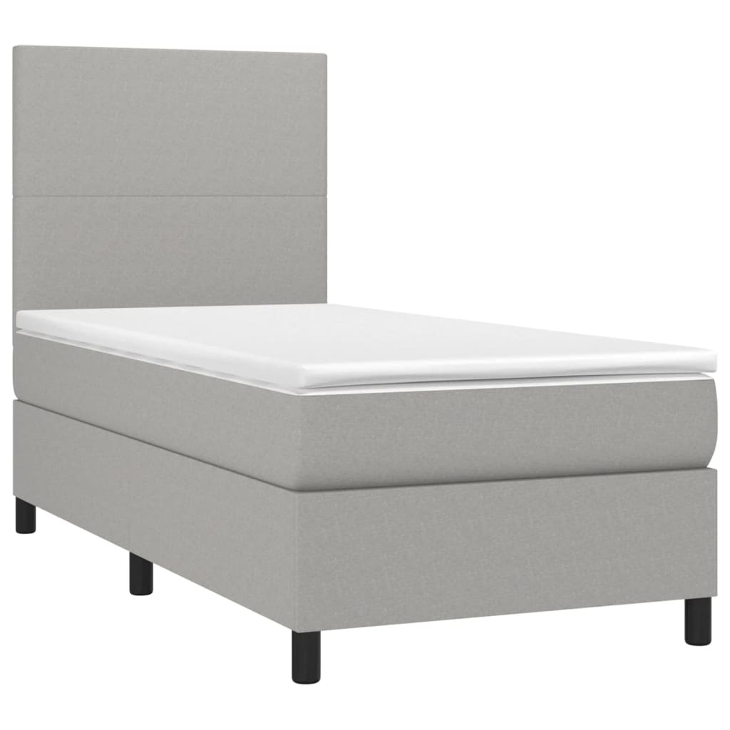 Boxspring met matras en LED stof lichtgrijs 90x190 cm Bedden & bedframes | Creëer jouw Trendy Thuis | Gratis bezorgd & Retour | Trendy.nl