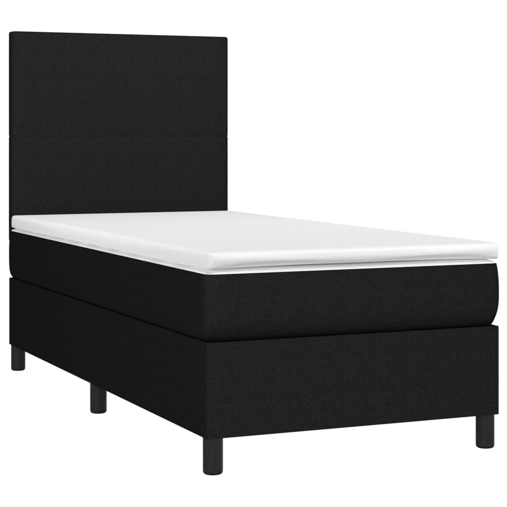 Boxspring met matras en LED stof zwart 90x190 cm Bedden & bedframes | Creëer jouw Trendy Thuis | Gratis bezorgd & Retour | Trendy.nl