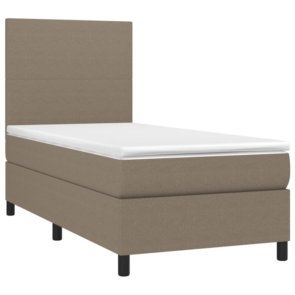 Boxspring met matras en LED stof taupe 90x190 cm Bedden & bedframes | Creëer jouw Trendy Thuis | Gratis bezorgd & Retour | Trendy.nl