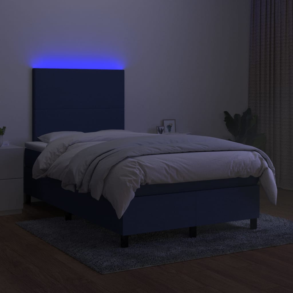 Boxspring met matras en LED stof blauw 120x200 cm Bedden & bedframes | Creëer jouw Trendy Thuis | Gratis bezorgd & Retour | Trendy.nl