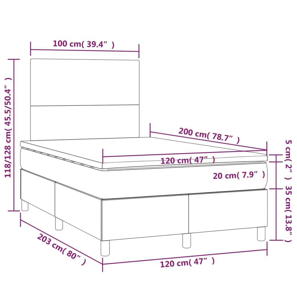 Boxspring met matras en LED stof blauw 120x200 cm Bedden & bedframes | Creëer jouw Trendy Thuis | Gratis bezorgd & Retour | Trendy.nl