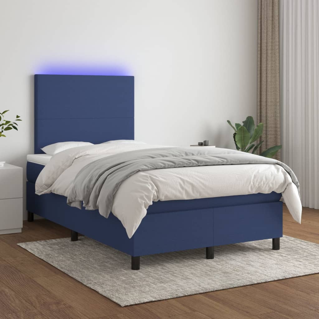 Boxspring met matras en LED stof blauw 120x200 cm Bedden & bedframes | Creëer jouw Trendy Thuis | Gratis bezorgd & Retour | Trendy.nl