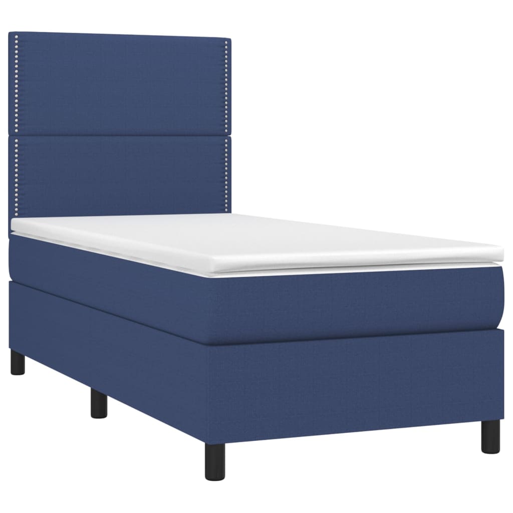 Boxspring met matras en LED stof blauw 90x190 cm Bedden & bedframes | Creëer jouw Trendy Thuis | Gratis bezorgd & Retour | Trendy.nl