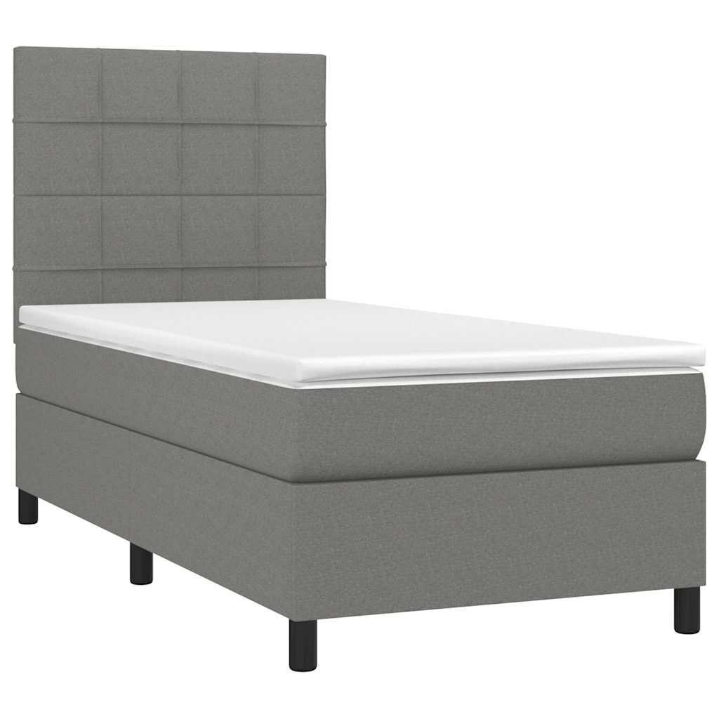 Boxspring met matras en LED stof donkergrijs 80x200 cm