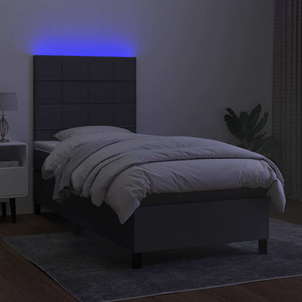 Boxspring met matras en LED stof donkergrijs 80x200 cm