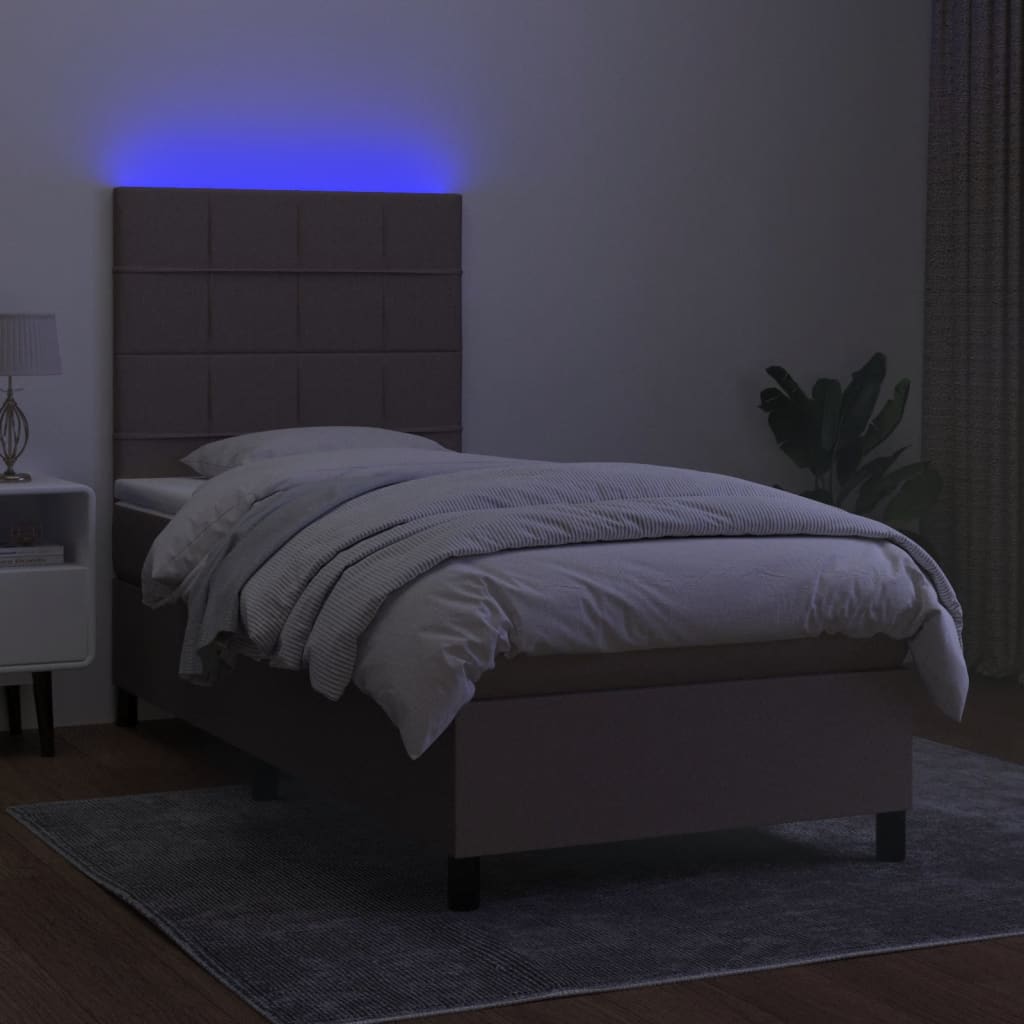 Boxspring met matras en LED stof taupe 80x200 cm