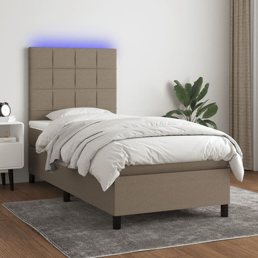 Boxspring met matras en LED stof taupe 80x200 cm