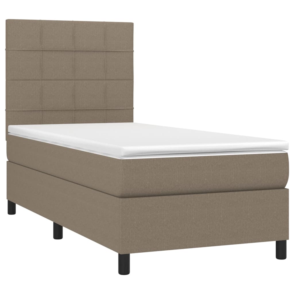 Boxspring met matras en LED stof taupe 90x190 cm