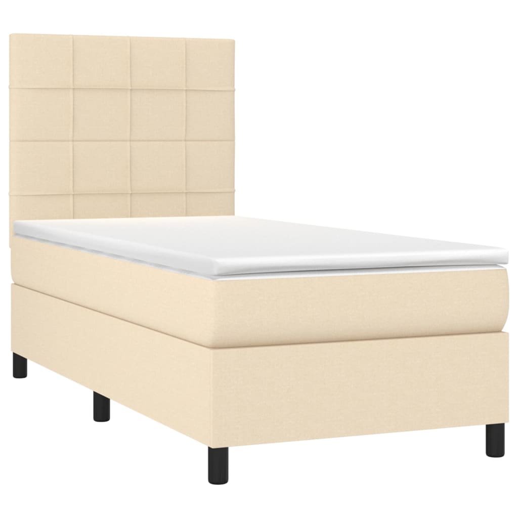 Boxspring met matras en LED stof crèmekleurig 80x200 cm