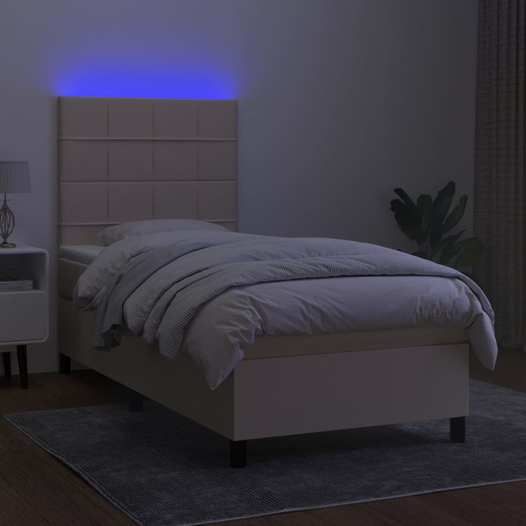 Boxspring met matras en LED stof crèmekleurig 80x200 cm