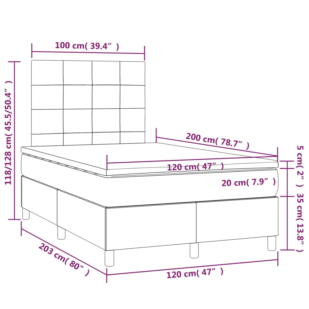 Boxspring met matras en LED stof blauw 120x200 cm Bedden & bedframes | Creëer jouw Trendy Thuis | Gratis bezorgd & Retour | Trendy.nl