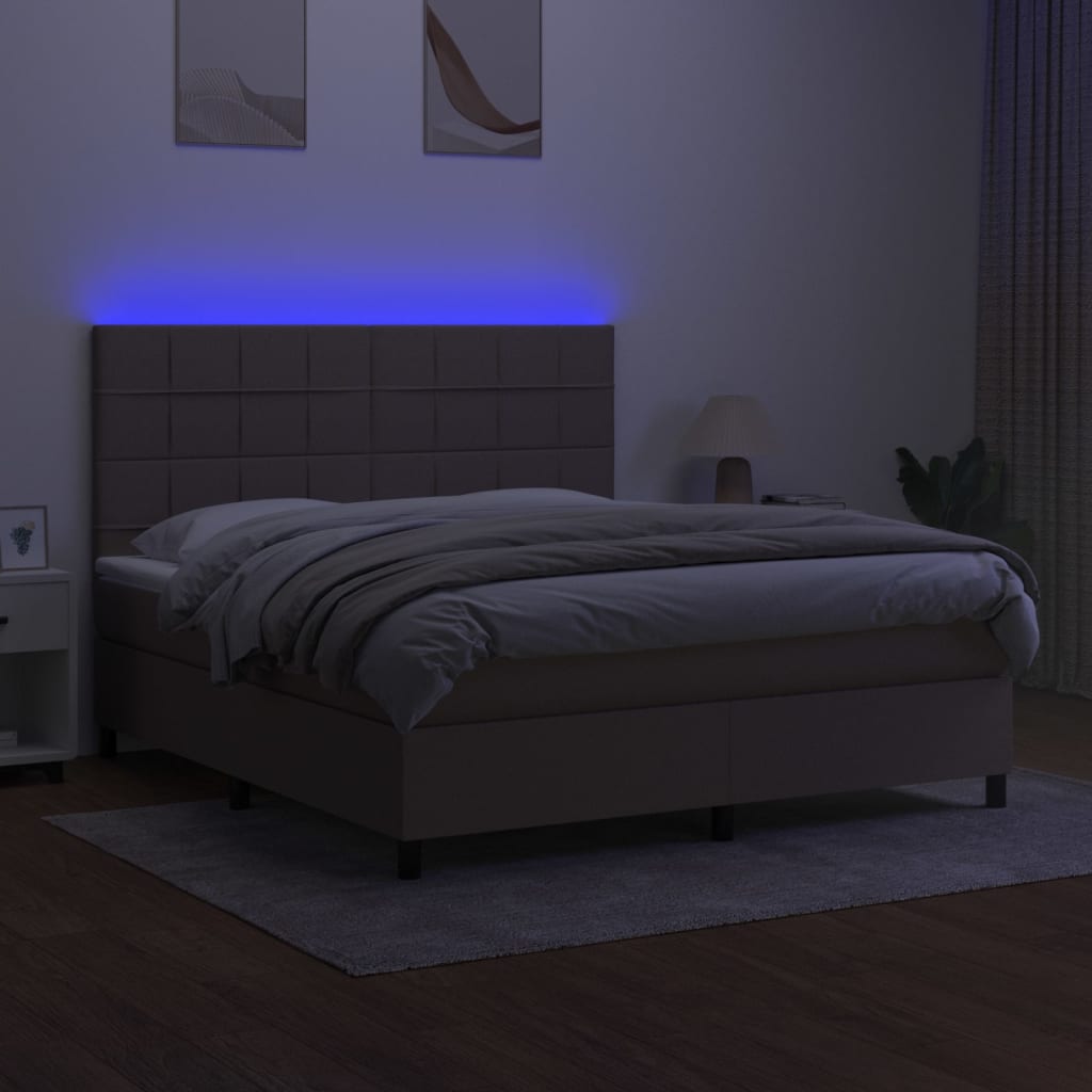 Boxspring met matras en LED stof taupe 180x200 cm Bedden & bedframes | Creëer jouw Trendy Thuis | Gratis bezorgd & Retour | Trendy.nl