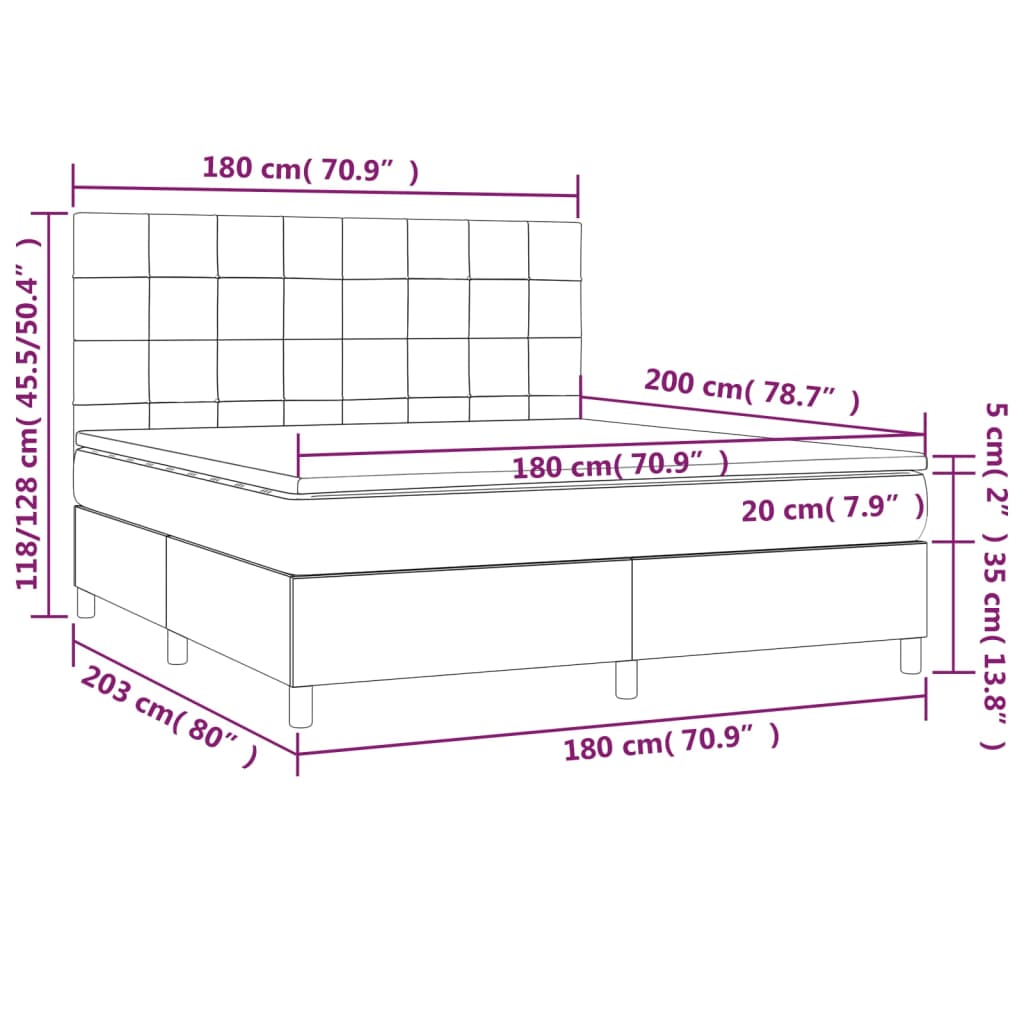 Boxspring met matras en LED stof taupe 180x200 cm Bedden & bedframes | Creëer jouw Trendy Thuis | Gratis bezorgd & Retour | Trendy.nl