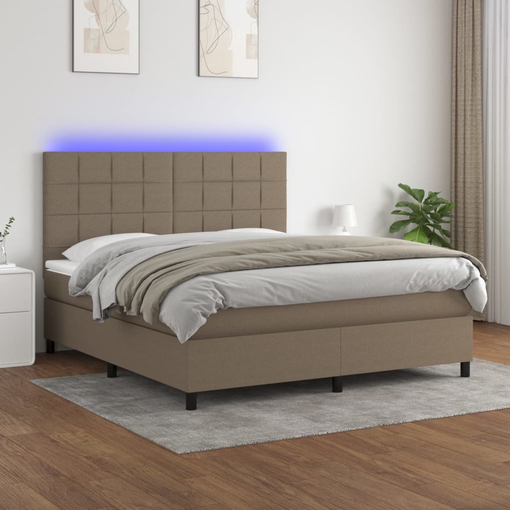 Boxspring met matras en LED stof taupe 180x200 cm Bedden & bedframes | Creëer jouw Trendy Thuis | Gratis bezorgd & Retour | Trendy.nl