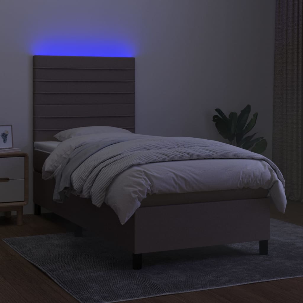 Boxspring met matras en LED stof taupe 80x200 cm