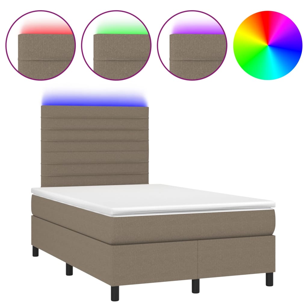 Boxspring met matras en LED stof taupe 120x200 cm Bedden & bedframes | Creëer jouw Trendy Thuis | Gratis bezorgd & Retour | Trendy.nl