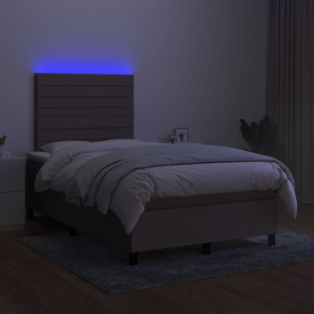 Boxspring met matras en LED stof taupe 120x200 cm Bedden & bedframes | Creëer jouw Trendy Thuis | Gratis bezorgd & Retour | Trendy.nl