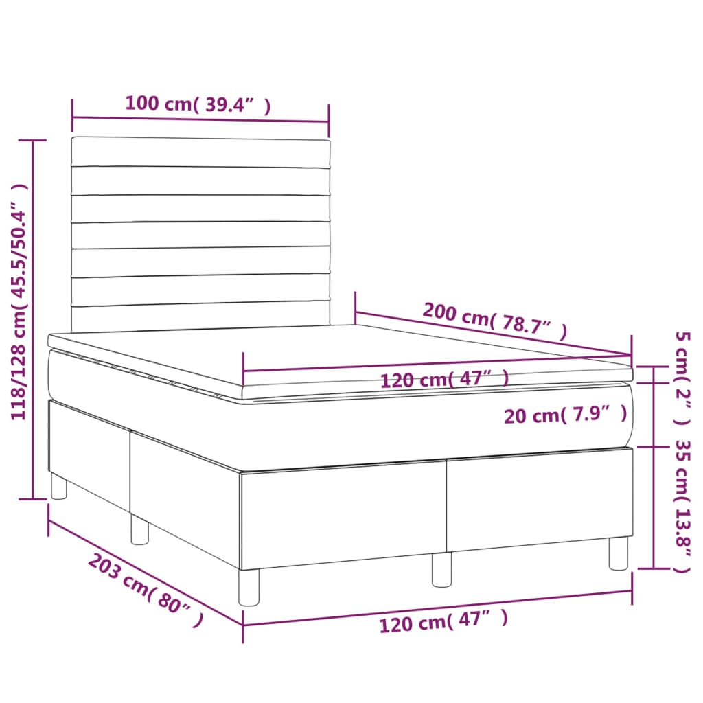 Boxspring met matras en LED stof taupe 120x200 cm Bedden & bedframes | Creëer jouw Trendy Thuis | Gratis bezorgd & Retour | Trendy.nl