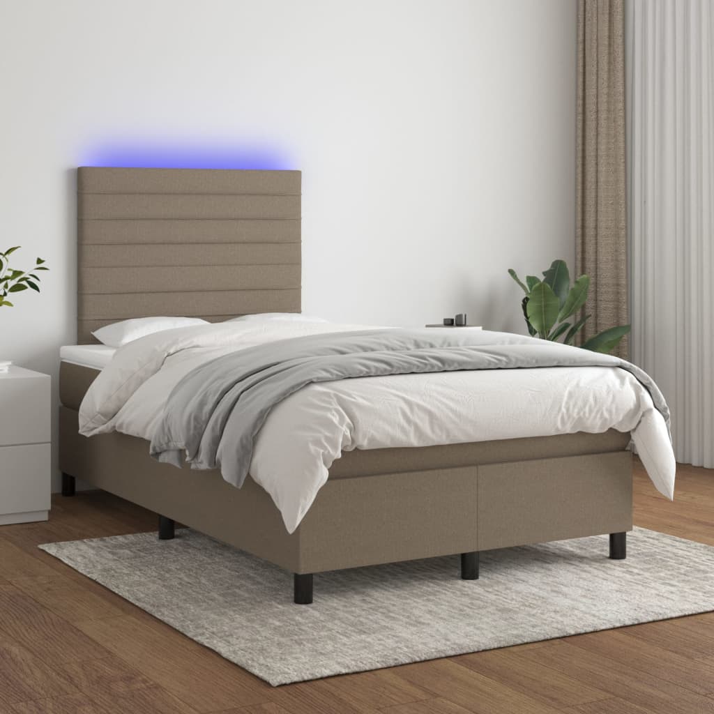 Boxspring met matras en LED stof taupe 120x200 cm Bedden & bedframes | Creëer jouw Trendy Thuis | Gratis bezorgd & Retour | Trendy.nl