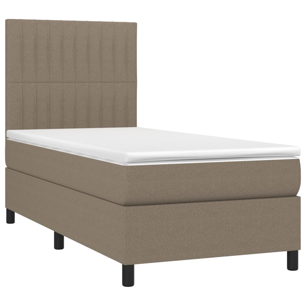 Boxspring met matras en LED stof taupe 80x200 cm