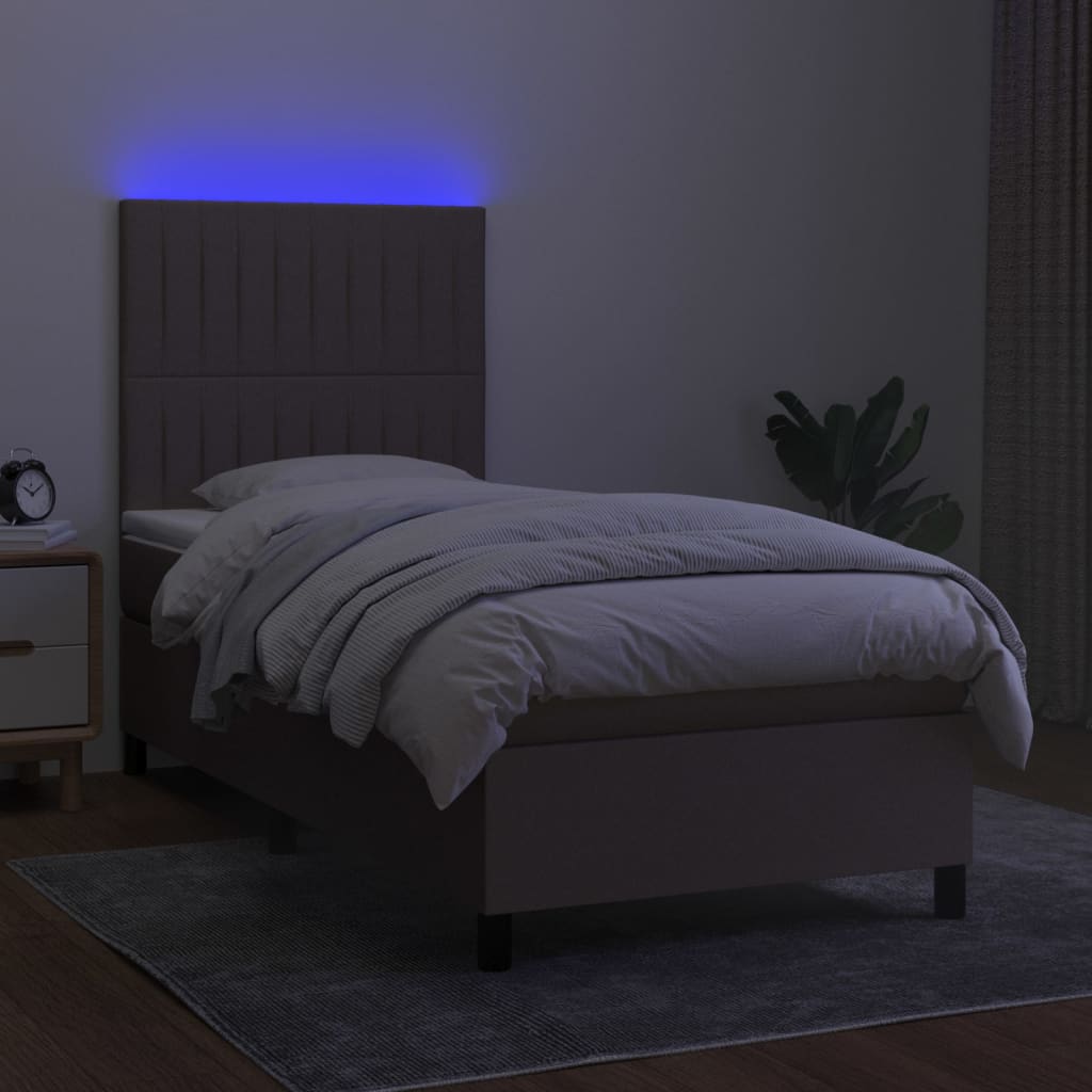 Boxspring met matras en LED stof taupe 80x200 cm