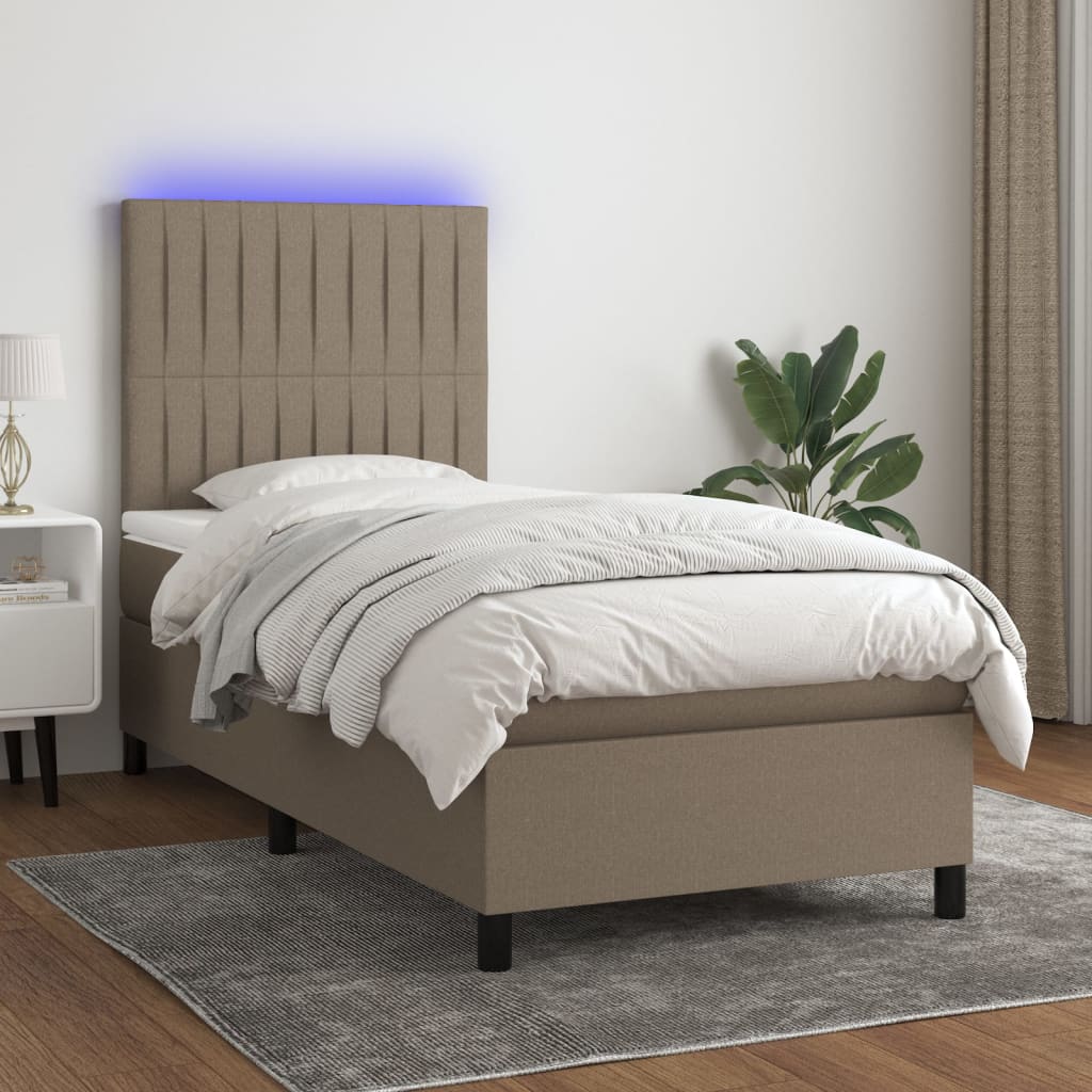 Boxspring met matras en LED stof taupe 80x200 cm