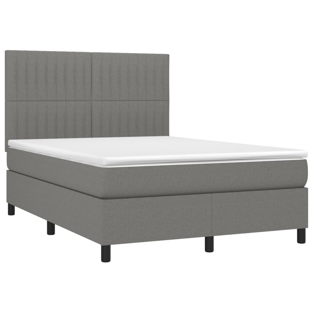 Boxspring met matras en LED stof donkergrijs 140x190 cm Bedden & bedframes | Creëer jouw Trendy Thuis | Gratis bezorgd & Retour | Trendy.nl