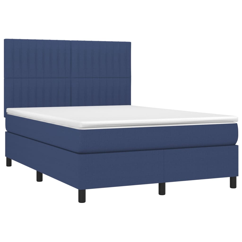 Boxspring met matras en LED stof blauw 140x190 cm Bedden & bedframes | Creëer jouw Trendy Thuis | Gratis bezorgd & Retour | Trendy.nl