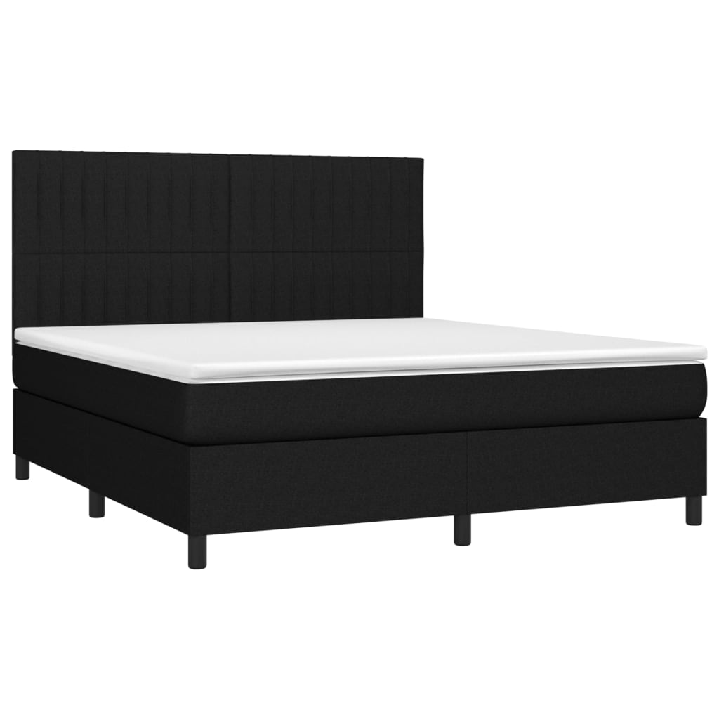 Boxspring met matras en LED stof zwart 180x200 cm Bedden & bedframes | Creëer jouw Trendy Thuis | Gratis bezorgd & Retour | Trendy.nl