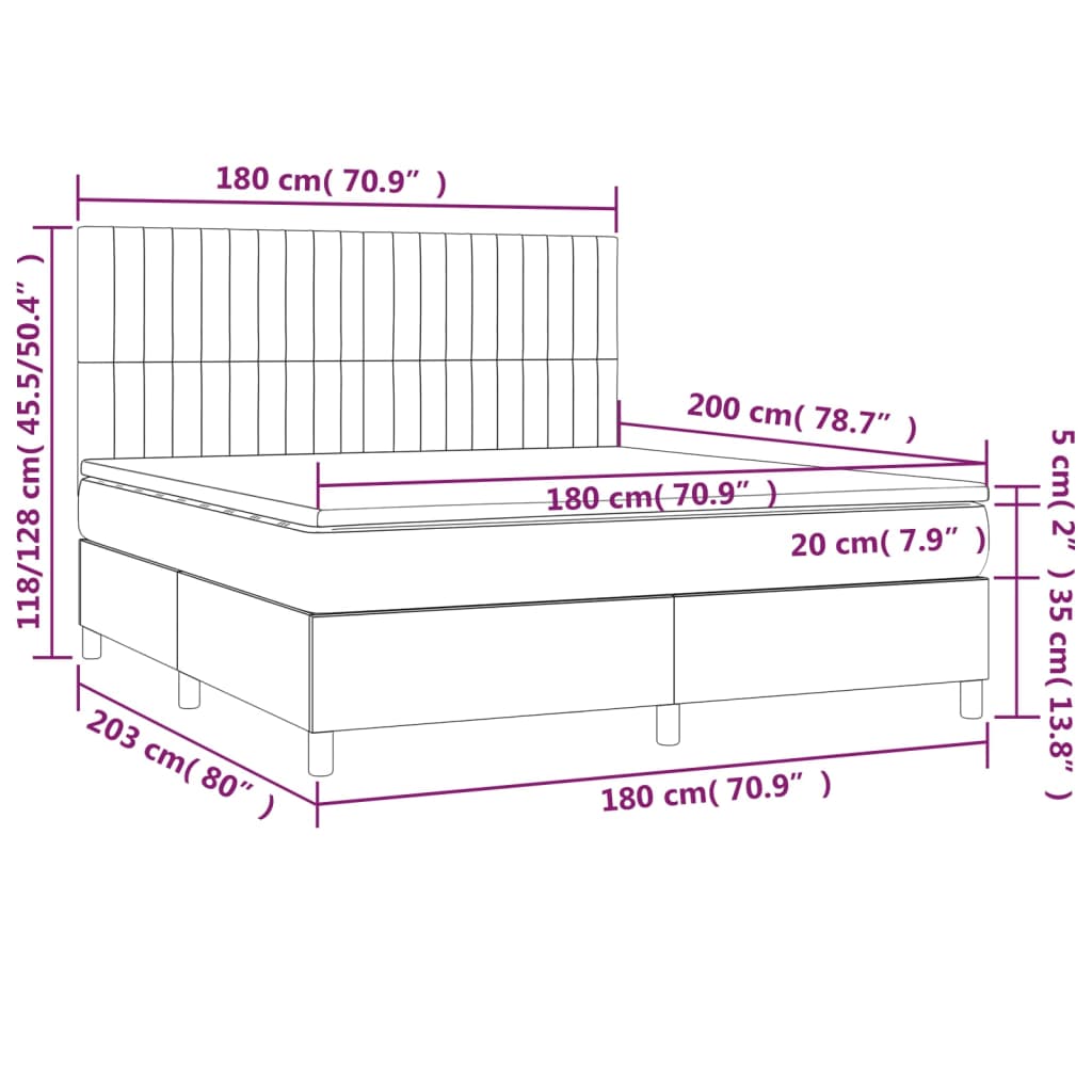 Boxspring met matras en LED stof zwart 180x200 cm Bedden & bedframes | Creëer jouw Trendy Thuis | Gratis bezorgd & Retour | Trendy.nl