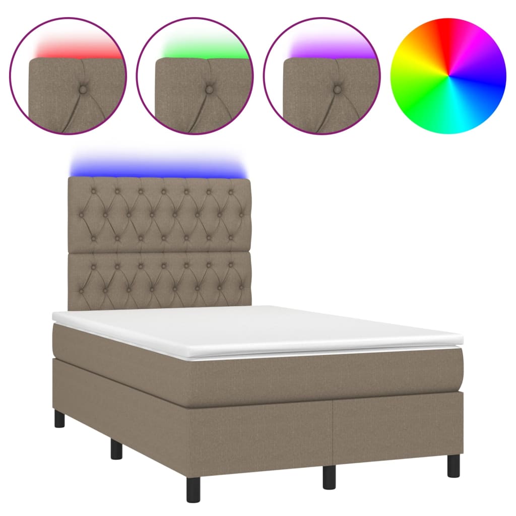 Boxspring met matras en LED stof taupe 120x200 cm Bedden & bedframes | Creëer jouw Trendy Thuis | Gratis bezorgd & Retour | Trendy.nl