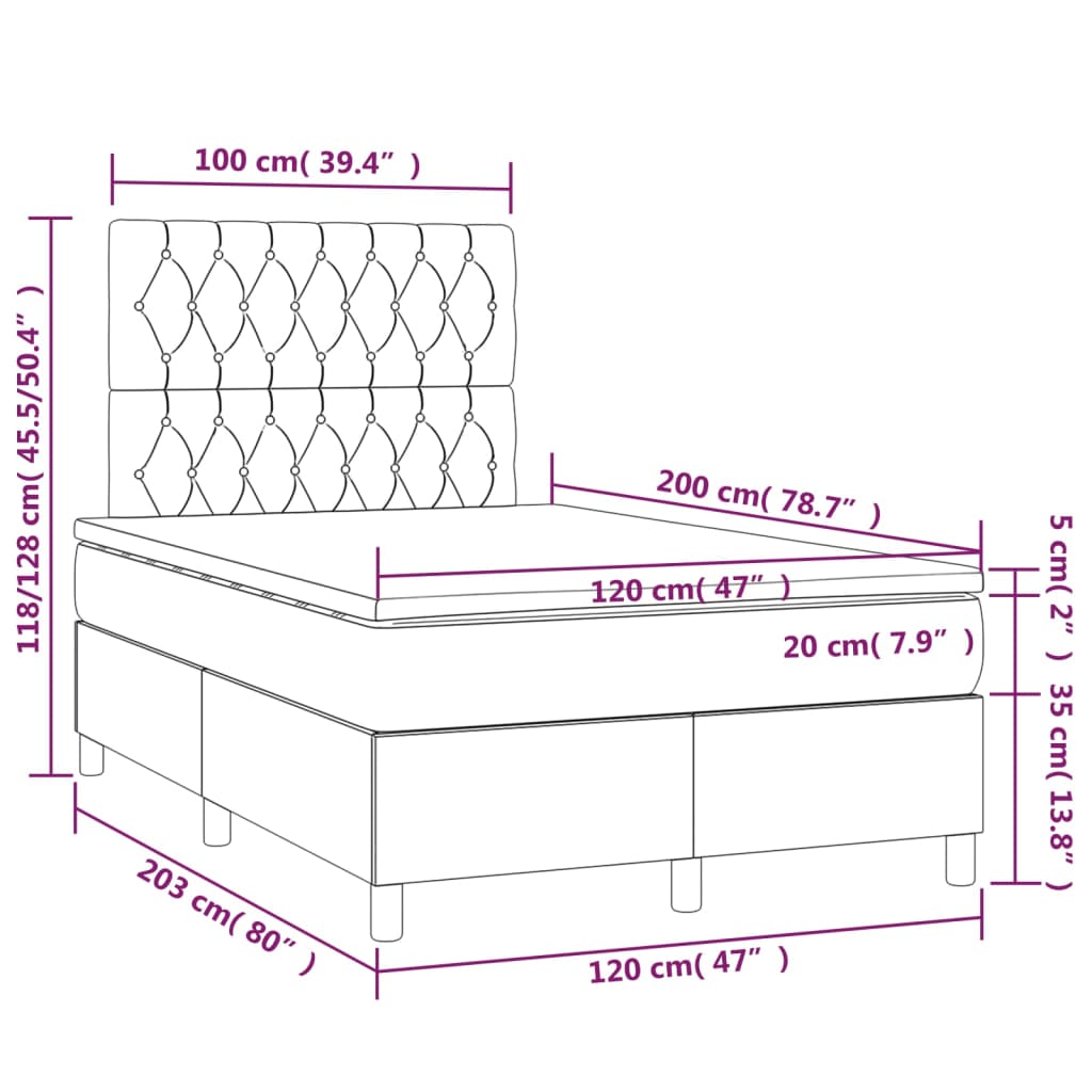 Boxspring met matras en LED stof taupe 120x200 cm Bedden & bedframes | Creëer jouw Trendy Thuis | Gratis bezorgd & Retour | Trendy.nl