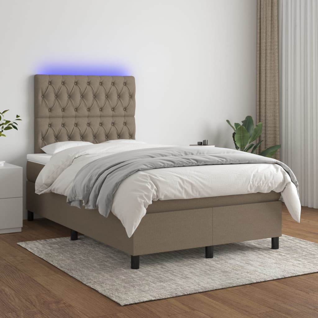 Boxspring met matras en LED stof taupe 120x200 cm Bedden & bedframes | Creëer jouw Trendy Thuis | Gratis bezorgd & Retour | Trendy.nl