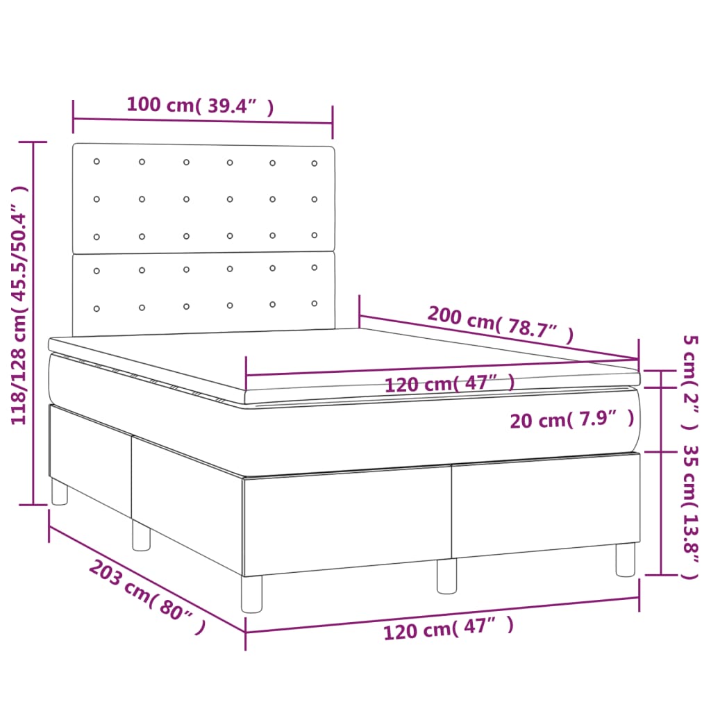 Boxspring met matras en LED stof blauw 120x200 cm Bedden & bedframes | Creëer jouw Trendy Thuis | Gratis bezorgd & Retour | Trendy.nl