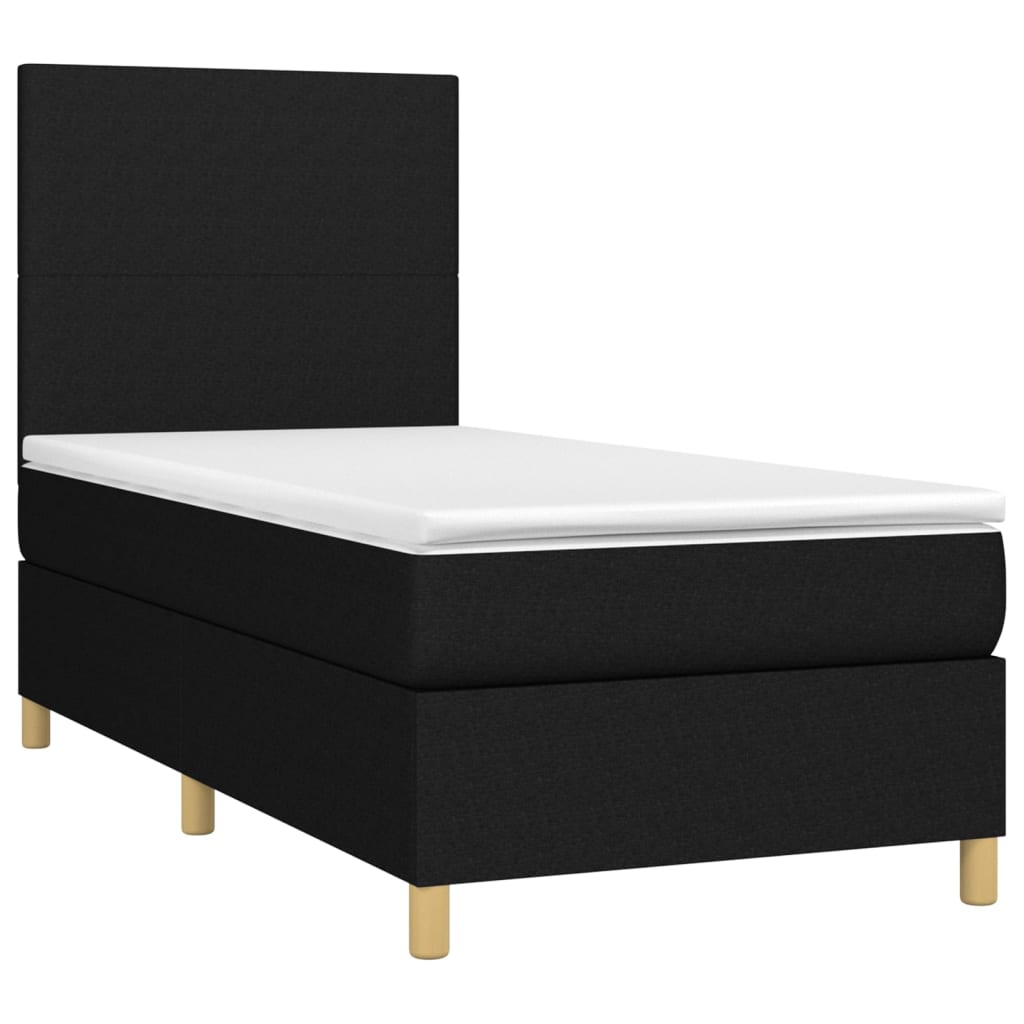 Boxspring met matras en LED stof zwart 90x190 cm Bedden & bedframes | Creëer jouw Trendy Thuis | Gratis bezorgd & Retour | Trendy.nl