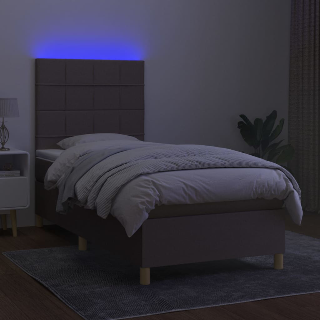 Boxspring met matras en LED stof taupe 80x200 cm